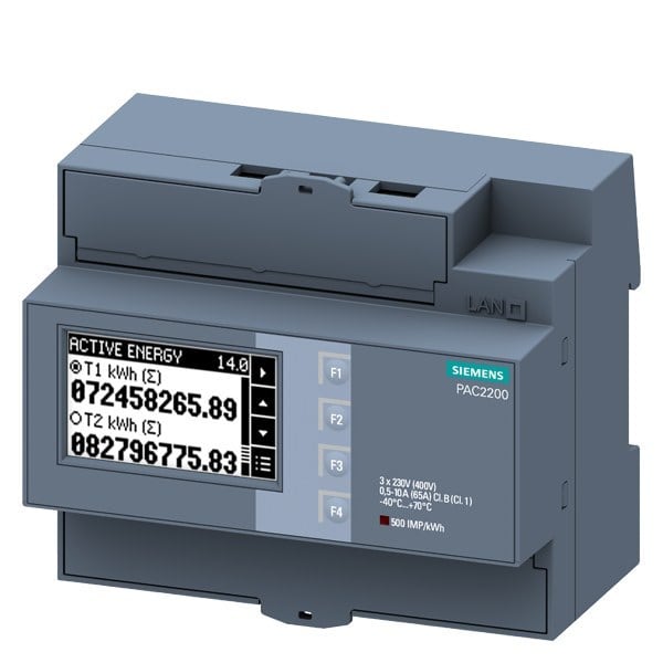 SIEMENS - SENTRON Messgerät 7KM PAC2200, 3-phasig, 65 A, Hutschiene, M-Bus