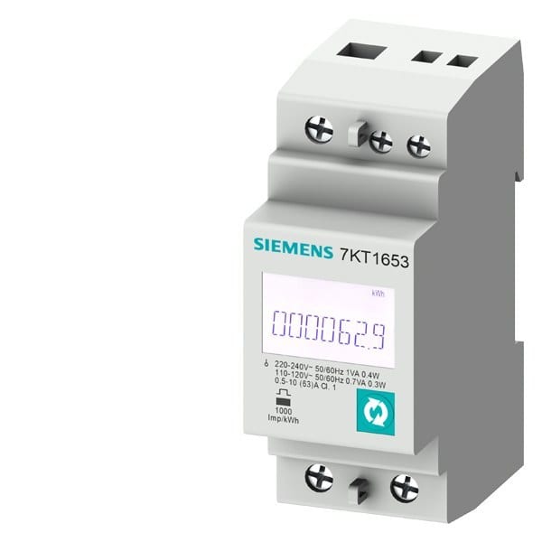 SIEMENS - SENTRON Messgerät 7KT PAC1600, 1-phasig, 63 A, Hutschiene, S0, MID