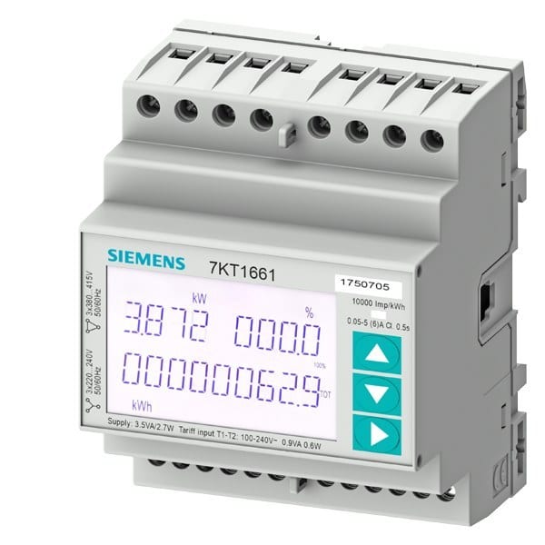 SIEMENS - SENTRON Messgerät 7KT PAC1600, 3-phasig, 5 A, Hutschiene, M-Bus, MID