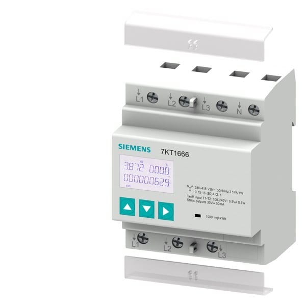 SIEMENS EP - SENTRON Messgerät 7KT PAC1600, 3-phasig, 80 A, Hutschiene, Modbus RTU, MID