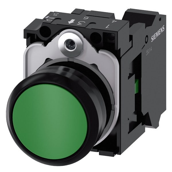 SIEMENS - Drucktaster, 22mm, rund, Kunststoff, grün, Druckknopf, 1S