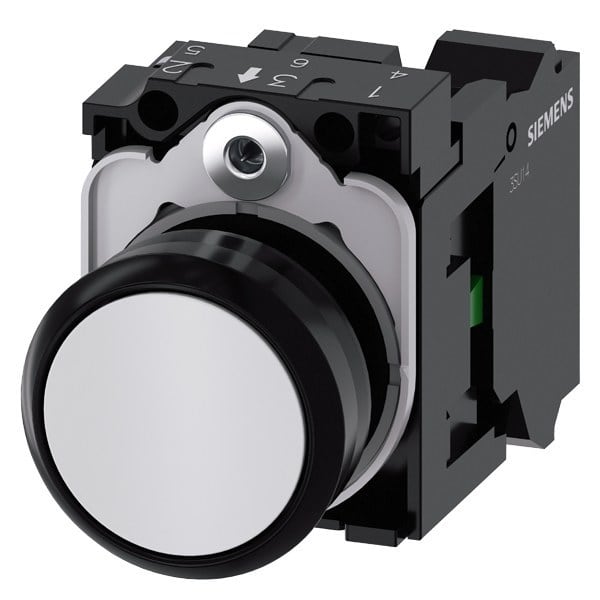 SIEMENS - Drucktaster, 22mm, rund, Kunststoff, weiß, Druckknopf, 1S