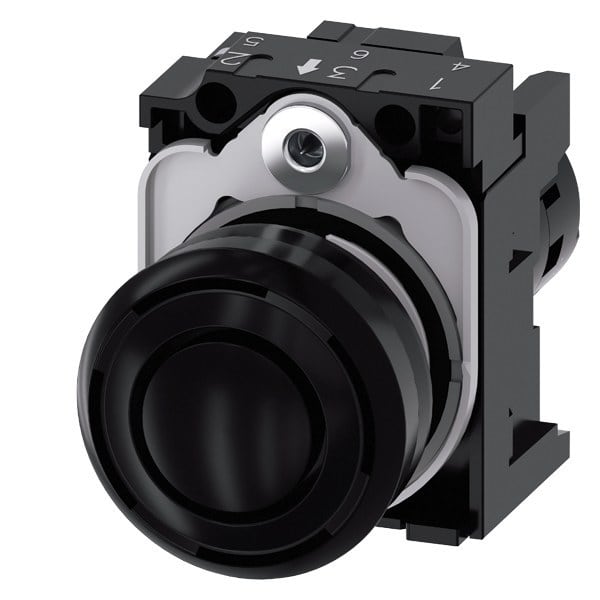 SIEMENS - Akustischer Melder, 22mm, rund, Kunststoff, schwarz, Dauerton 2,4 kHz, AC 230V