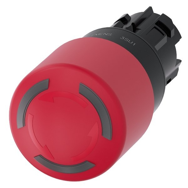 SIEMENS - Not-Halt-Pilzdrucktaster, beleuchtet, 22mm, rund, Kunststoff, rot, 30mm