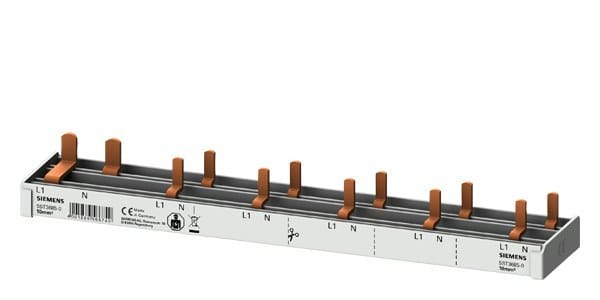 SIEMENS - Stiftsammelschiene kompakt, 10mm2 Anschluss: 2p (L &amp- N) 1x FI 2-pol + 5x ...