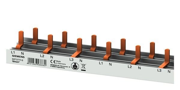 SIEMENS - Stiftsammelschiene 10mm2, 4-phasig, 40x (1PH+N+HS), 1055mm schneidbar