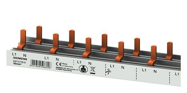 SIEMENS - Stiftsammelschiene 10mm2, 2-phasig, 40x (1PH+N+HS), 1055mm schneidbar