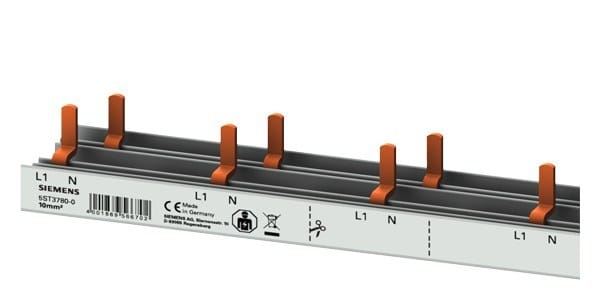 SIEMENS - Stiftsammelschiene 10mm2, 2-phasig, 24x (1PH+N+HS), 1036mm schneidbar