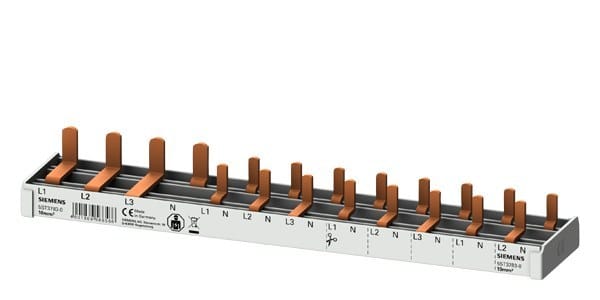 SIEMENS - Stiftsammelschiene 10mm2, 4-phasig, 1x (3PH+N) + 8x (1PH+N), 216mm schneidbar