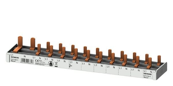 SIEMENS - Stiftsammelschiene 10mm2, 2-phasig, 1x (1PH+N) + 10x (1PH+N), 215mm schneidbar