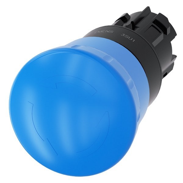 SIEMENS - Pilzdrucktaster, 22mm, rund, Kunststoff, blau, Drehentriegelung