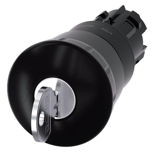 SIEMENS - Pilzdrucktaster, 22mm, rund, Kunststoff, schwarz, 40mm, RONIS Nr.455, Verrastung