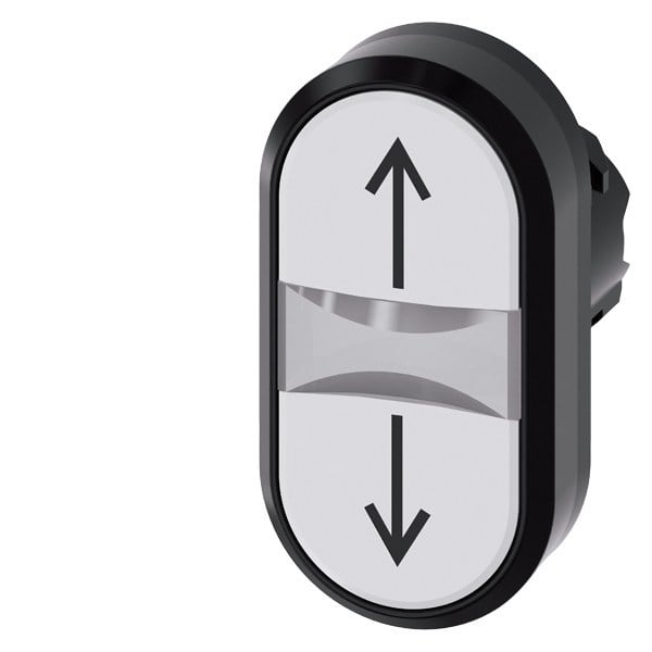 SIEMENS - Doppeldrucktaster, 22mm, rund, Kunststoff, weiß: Pfeil oben, weiß: Pfeil unten