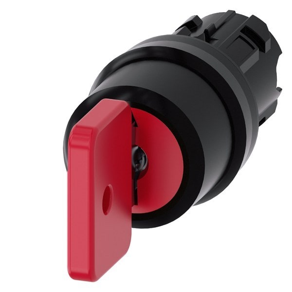 SIEMENS - Schlüsselschalter O.M.R, 22mm, rund, Kunststoff, rot, Schlüsselabzug O