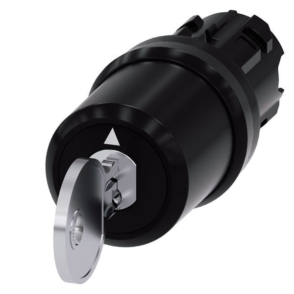 SIEMENS - Schlüsselschalter Siemens, B, 22mm, rund, Kunststoff, Schlüsselabzug I+O+II