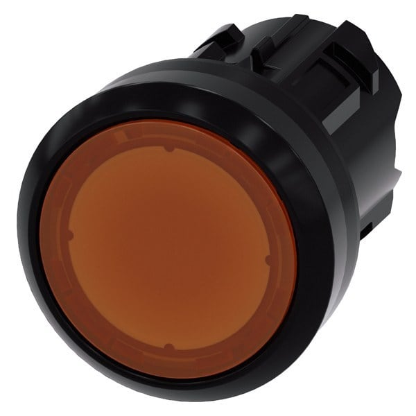 SIEMENS - Drucktaster, beleuchtet, 22mm, rund, Kunststoff, amber, Druckknopf