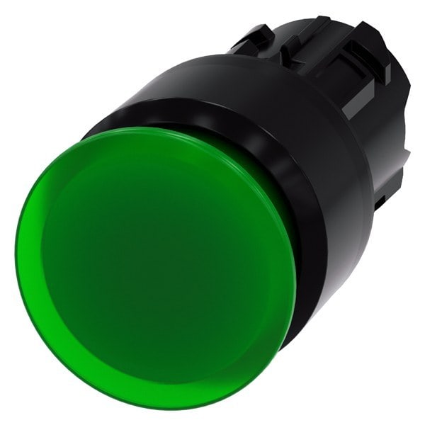 SIEMENS - Pilzdrucktaster, beleuchtet, 22mm, rund, Kunststoff, grün, 30mm