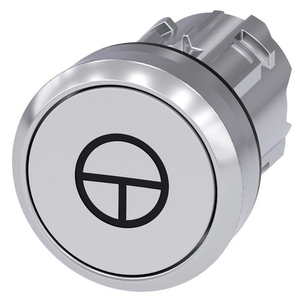 SIEMENS - Drucktaster, 22mm, rund, Metall, hochglanz, weiß, mit Symbol: Tippbetrieb