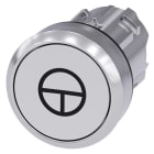 SIEMENS - Drucktaster, 22mm, rund, Metall, hochglanz, weiß, mit Symbol: Tippbetrieb