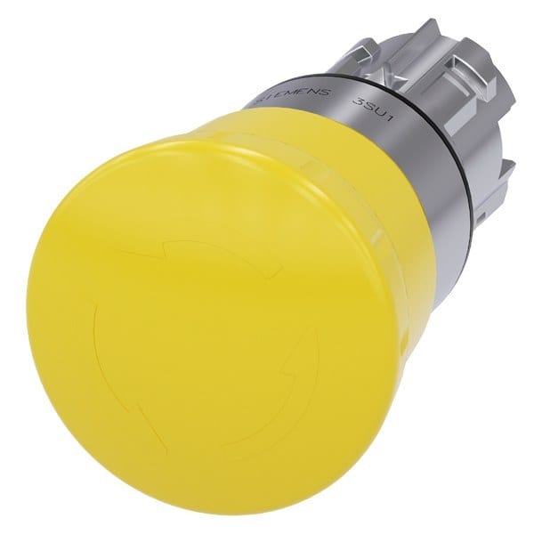 SIEMENS - Pilzdrucktaster, 22mm, rund, Metall, hochglanz, gelb, Drehentriegelung