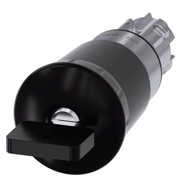 SIEMENS - Pilzdrucktaster, 22mm, rund, Metall, hochglanz, schwarz, mit Schloss Siemens
