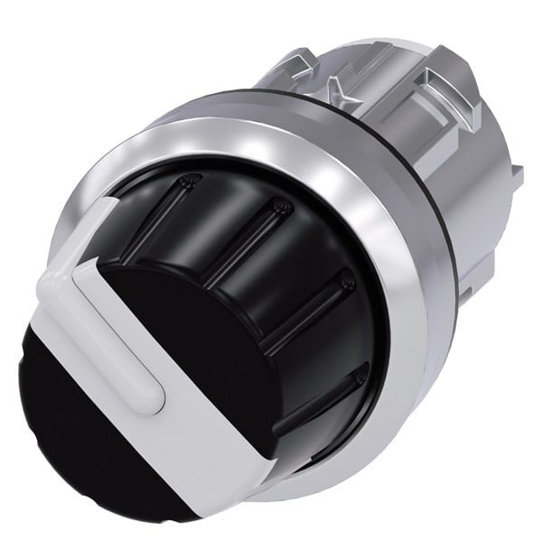 SIEMENS - Knebelschalter, 22mm, rund, Metall, hochglanz, weiß, Drehknopf
