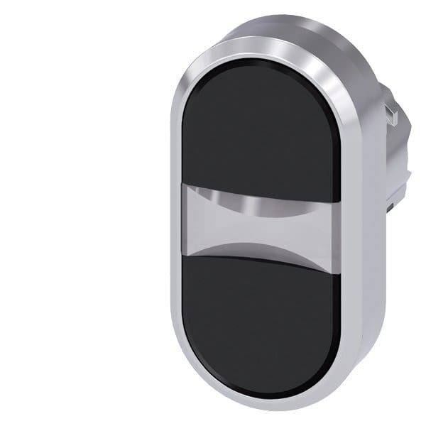 SIEMENS - Doppeldrucktaster, 22mm, rund, Metall, hochglanz, schwarz, schwarz