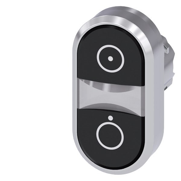 SIEMENS - Doppeldrucktaster, 22mm, rund, Metall, hochglanz, schwarz: Symbol 5264, schwarz