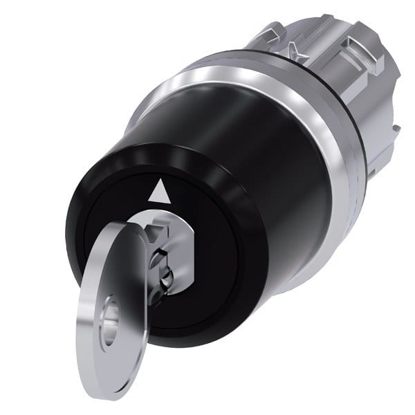 SIEMENS - Schlüsselschalter Siemens, C, m.Überwachung, 22mm, rund, Metall, hochglanz,Ab...