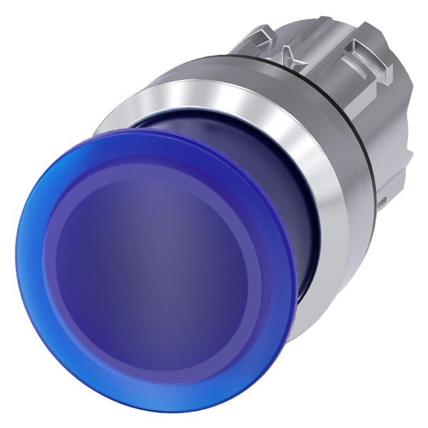 SIEMENS - Pilzdrucktaster, beleuchtet, 22 mm, rund, Metall, hochglanz, blau, 30 mm