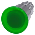 SIEMENS - Pilzdrucktaster, beleuchtet, 22mm, rund, Metall, hochglanz, grün, 40mm