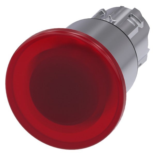 SIEMENS - Pilzdrucktaster, beleuchtet, 22mm, rund, Metall, hochglanz, rot, 40mm