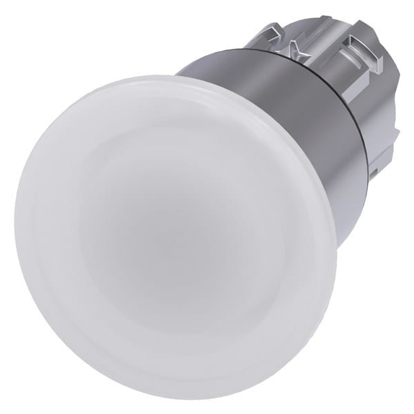 SIEMENS - Pilzdrucktaster, beleuchtet, 22mm, rund, Metall, hochglanz, weiß, 40mm
