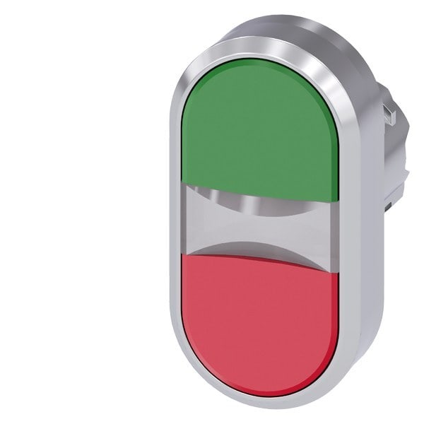 SIEMENS - Doppeldrucktaster, beleuchtet, 22mm, rund, Metall, hochglanz, grün, rot