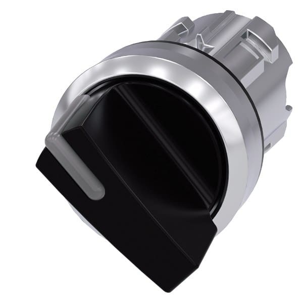 SIEMENS - Knebelschalter beleuchtbar, 22mm, rund, Metall, hochglanz, schwarz, Knebel kurz
