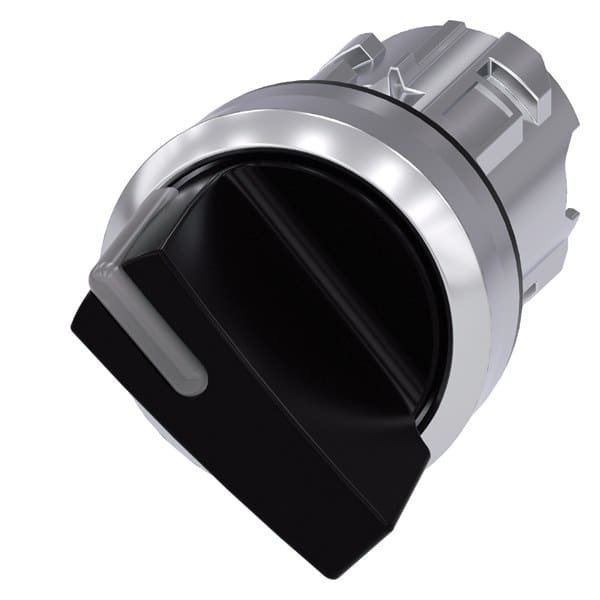 SIEMENS - Knebelschalter beleuchtbar, 22mm, rund, Metall, hochglanz, schwarz, Knebel kurz