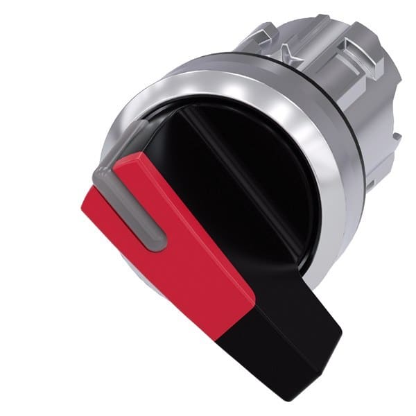 SIEMENS - Knebelschalter, beleuchtbar, 22mm, rund, Metall, hochglanz, rot
