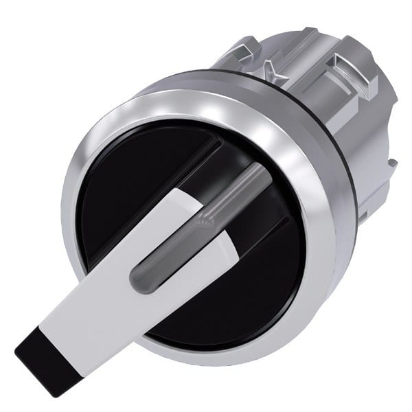 SIEMENS - Knebelschalter beleuchtbar, 22mm, rund, Metall, hochglanz, weiß, Knebel kurz