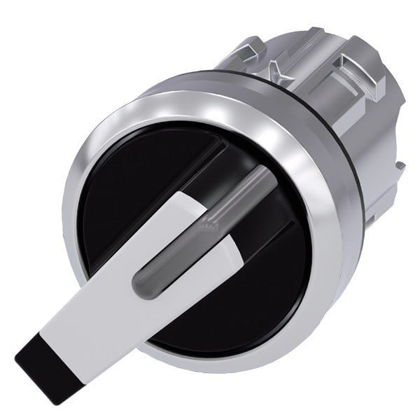 SIEMENS - Knebelschalter beleuchtbar, 22mm, rund, Metall, hochglanz, weiß, Knebel kurz