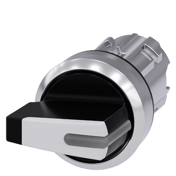 SIEMENS - Knebelschalter beleuchtbar, 22mm, rund, Metall, hochglanz, weiß, Knebel kurz