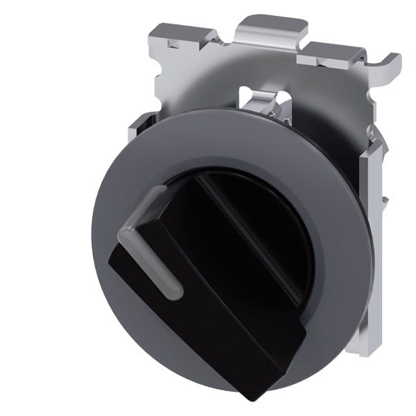 SIEMENS - Knebelschalter beleuchtbar, 30 mm, rund, Metall, matt, schwarz, Knebel kurz