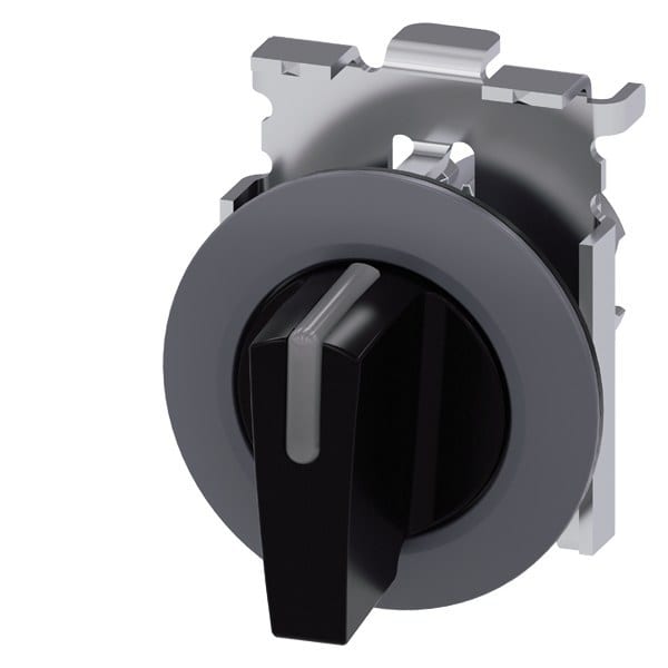 SIEMENS - Knebelschalter beleuchtbar, 30 mm, rund, Metall, matt, schwarz, Knebel kurz
