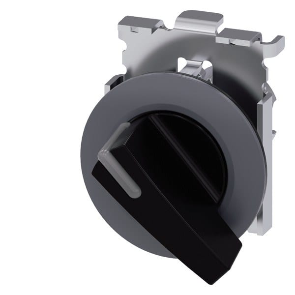 SIEMENS - Knebelschalter beleuchtbar, 30 mm, rund, Metall, matt, schwarz, Knebel lang