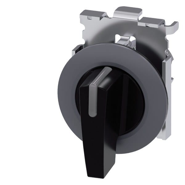 SIEMENS - Knebelschalter beleuchtbar, 30 mm, rund, Metall, matt, schwarz, Knebel lang