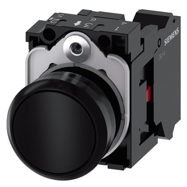 SIEMENS - Drucktaster, 22mm, rund, Kunststoff, schwarz, Druckknopf, 1Ö