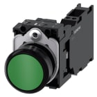 SIEMENS - Drucktaster, 22mm, rund, Kunststoff, grün, Druckknopf, 1S+1Ö