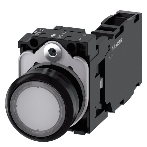 SIEMENS - Drucktaster, 22mm, rund, Kunststoff, klar, Druckknopf, 1S+1Ö