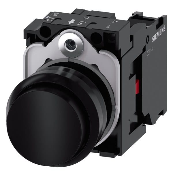 SIEMENS - Drucktaster, 22mm, rund, Kunststoff, schwarz, Druckknopf, 1Ö