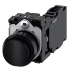 SIEMENS - Drucktaster, 22mm, rund, Kunststoff, schwarz, Druckknopf, 1S+1Ö