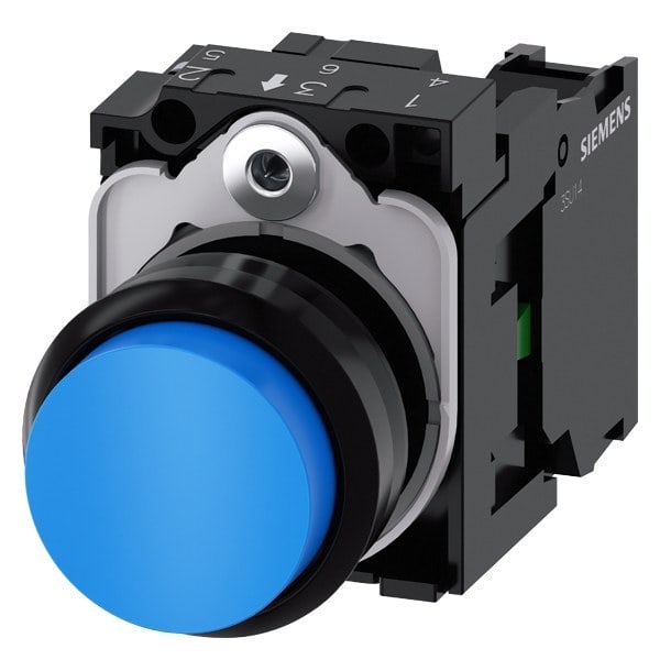 SIEMENS - Drucktaster, 22mm, rund, Kunststoff, blau, Druckknopf, 1S